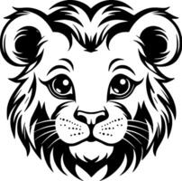 Lion Baby - Black and White Isolated Icon - illustration vector