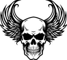 Skull With Wings, Minimalist and Simple Silhouette - illustration vector