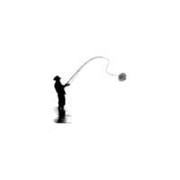 Silhouette of the Fisherman or Angler Catch Fish, can use for Art Illustration, Logo Gram, Sticker, or Graphic Design Element vector