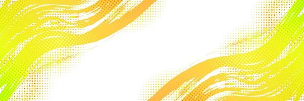 Abstract Sport Background with Yellow and Green Gradient Brushstrokes and Halftone Effect. Dynamic Grunge Background with Brush Texture. Scratch Elements For Design vector