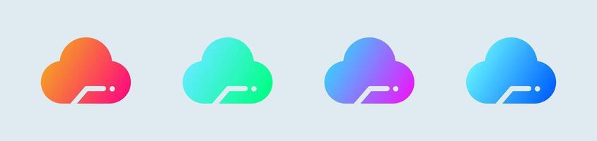Cloud computing solid icon in gradient colors. Server signs illustration. vector