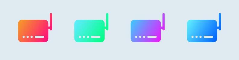 Router solid icon in gradient colors. Network connection signs illustration. vector