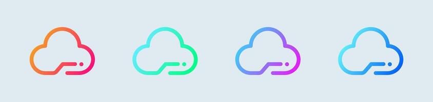 Cloud computing line icon in gradient colors. Server signs illustration. vector
