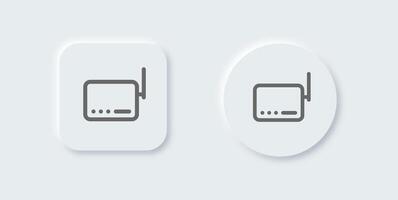 Router line icon in neomorphic design style. Network connection signs illustration. vector