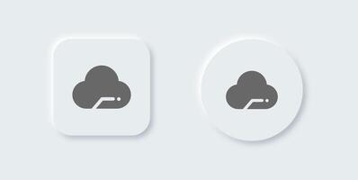 Cloud computing solid icon in neomorphic design style. Server signs illustration. vector