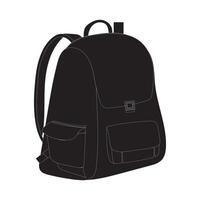 A black backpack silhouette with a front pocket and side pockets. Ideal for use in promotional materials, advertisements, and product vector