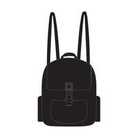 A black backpack silhouette with a front pocket and side pockets. Ideal for use in promotional materials, advertisements, and product vector