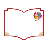 Book paper open or textbook pages with text icon flat cartoon illustration isolated on color background clipart, single book vector