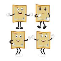 Cute cartoon book set character with different emotions and in action. Collection of cartoon,retro, groovy characters. Flat icons set isolated on white background. vector