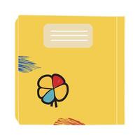 Book paper open or textbook pages with text icon flat cartoon illustration isolated on color background clipart, single book vector