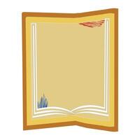 Book paper open or textbook pages with text icon flat cartoon illustration isolated on color background clipart, single book vector