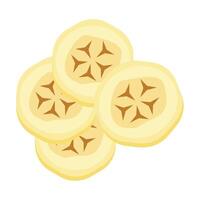 Banana slices illustration of various sizes and angles. vector