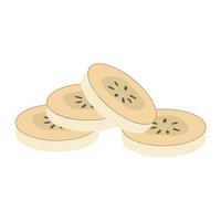 Banana slices illustration of various sizes and angles. vector