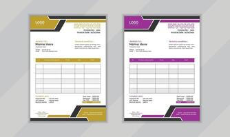 Modern creative professional vactor corporate invoice layout design template for business vector