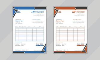Modern creative professional vactor corporate invoice layout design template for business vector