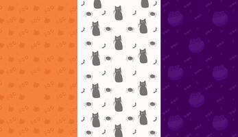 set of halloween backgrounds, for web, for stories and social media, for invitations, for print, for card, for kids, illustration, three backgraunds, trick or treat, orange and violet vector