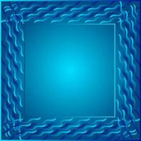 Beautiful rectangular frame with a pattern of wavy lines on a blue background vector