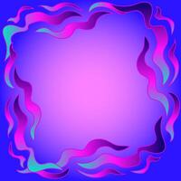 Abstract frame of wavy lines on pink and blue gradient background vector