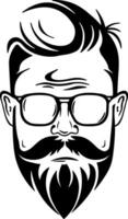 black silhouette of a man with a beard and glasses without background vector