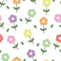Seamless pattern with cute cartoon colorful flowers, for fabric prints, textiles, gift wrapping paper. children's colorful , flat style vector