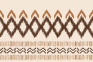 Traditional Ethnic ikat motif fabric pattern geometric style.African Ikat embroidery Ethnic oriental pattern brown cream background wallpaper. Abstract,illustration.Texture,frame,decoration. vector