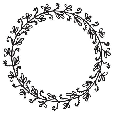 doodle floral,line and leaf circle frames isolated on white background
