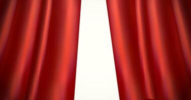 Open realistic red curtains horizontal banner. Red silk satin curtain background. Abstract background. illustration.Silk textile fabric backdrop vector