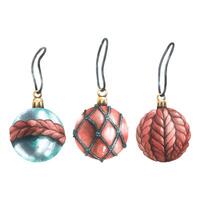 Toys for New Year s Eve. Christmas tree, balls with knitted elements. Watercolor illustration. Isolated objects from a large set of COZY WINTER. For decoration, design and compositions. vector