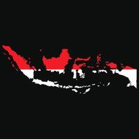 Indonesian flag inside the Indonesian map on a black background. Indonesian map elements to complete your design. vector