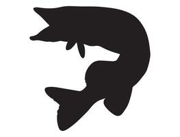 Nothern pike fish silhouette on white background vector