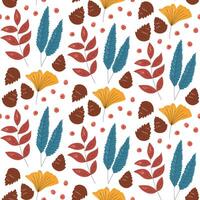 Autumn seamless pattern design. Repetition background with ginkgo. willow and linden leaves. Fall ornament isolated on white. Seasonal gift paper backdrop. Colorful hand drawn flat illustration vector
