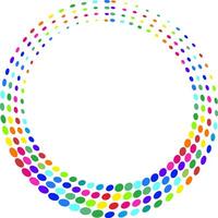 Colorful dotted circle, circular element. Circular, concentric and radial element vector