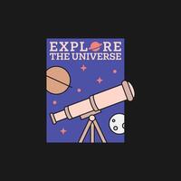 outer space illustration line art label or badge, design is suitable for t shirt, sticker or other printing need vector