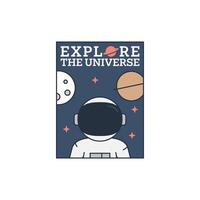outer space illustration line art label or badge, design is suitable for t shirt, sticker or other printing need vector