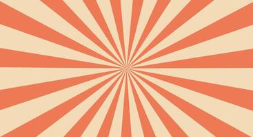Sunburst background. Retro orange and cream radiant design vector