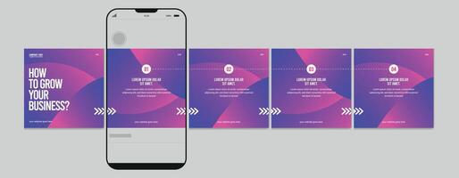 Set Of Carousel Post Template, Editable carousel post, social media carousel post for business vector