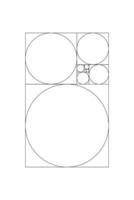 Golden ratio template. Method golden section composition balance. Fibonacci array, numbers, sequence. Geometric harmony proportions and sections. Outline graphic illustration. vector