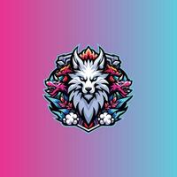 a wolf head on a colorful background vector