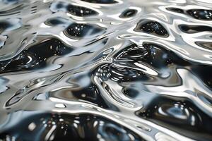 steel abstract glossy surface wave metal texture, smooth chrome metallic background photo