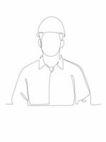 Continuous one line drawing Labor Day concept, line art of a labor. vector