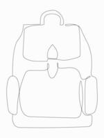 Single one line drawing of backpack for kindergarten student. Trendy school bag, Continuous line drawing. vector
