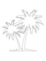 continuous line art of Palm Tree. vector