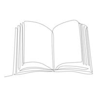 continuous one line drawing of open book. vector