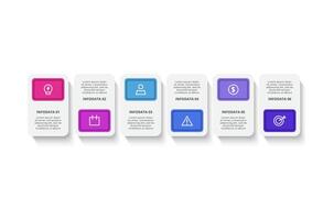 Rectangles infographic with 6 steps, options, parts or processes. Business data visualization. vector