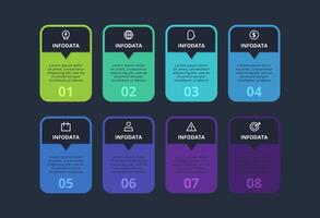 Rectangles infographic with 8 steps, options, parts or processes. Business data visualization. vector