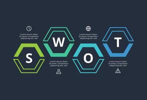 SWOT diagram with 4 steps, options, parts or processes. Template for web on a background. vector