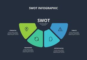 SWOT diagram with 4 steps, options, parts or processes. Template for web on a background. vector