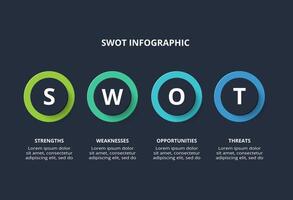 SWOT diagram with 4 steps, options, parts or processes. Template for web on a background. vector