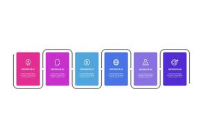 Rectangles infographic with 6 steps, options, parts or processes. Business data visualization. vector
