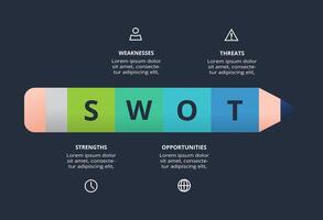 SWOT diagram with 4 steps, options, parts or processes. Template for web on a background. vector